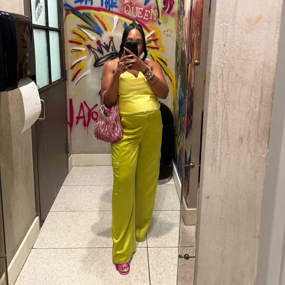 Vibrant Yellow Women's Cargo Pants (Bump Friendly)